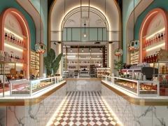 Gold Ceiling Beverage Island Kiosk