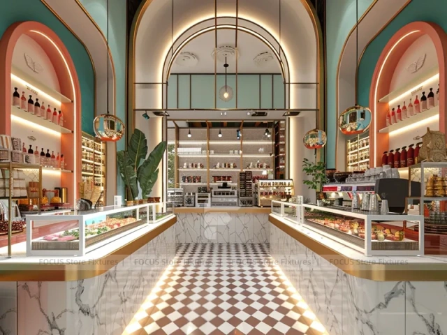 Gold Ceiling Beverage Island Kiosk