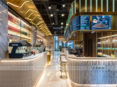 Gold Curved Beverage Service Counter