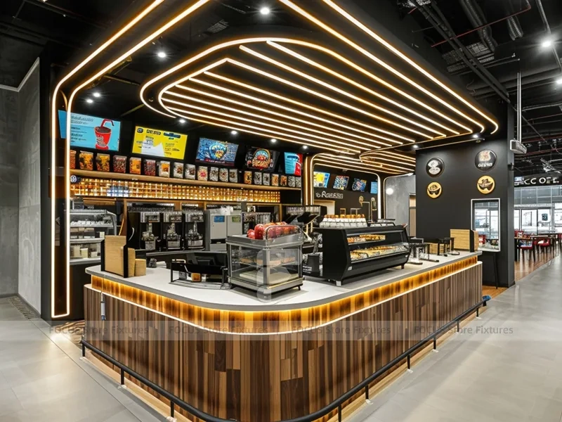 Gold Curved Beverage Service Counter