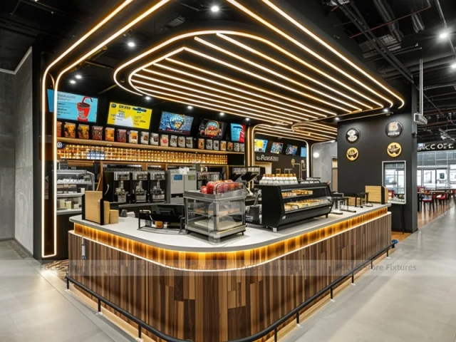Gold Curved Beverage Service Counter