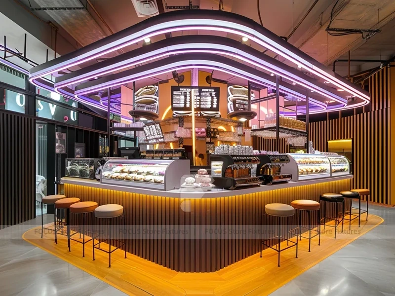 Gold Curved Beverage Service Counter