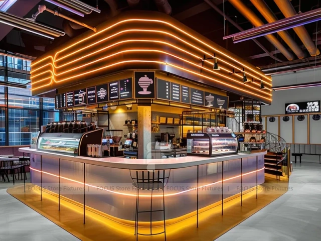 Gold Lit Coffee Island Counter