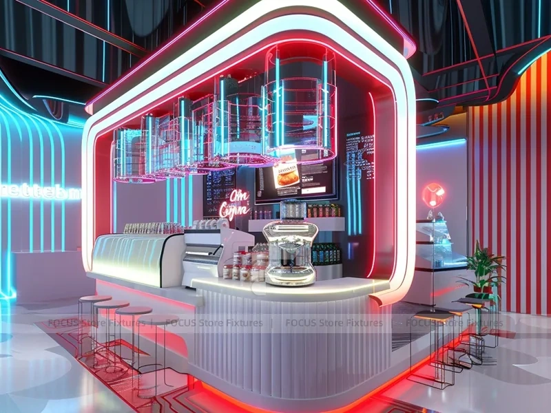 Gold Lit Coffee Island Counter
