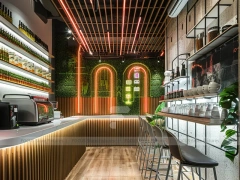 Green Arch Coffee Bar Counter Layout