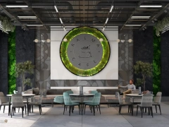 Green Clock Cafe Dining Wall Layout