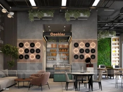 Green Clock Cafe Dining Wall Layout