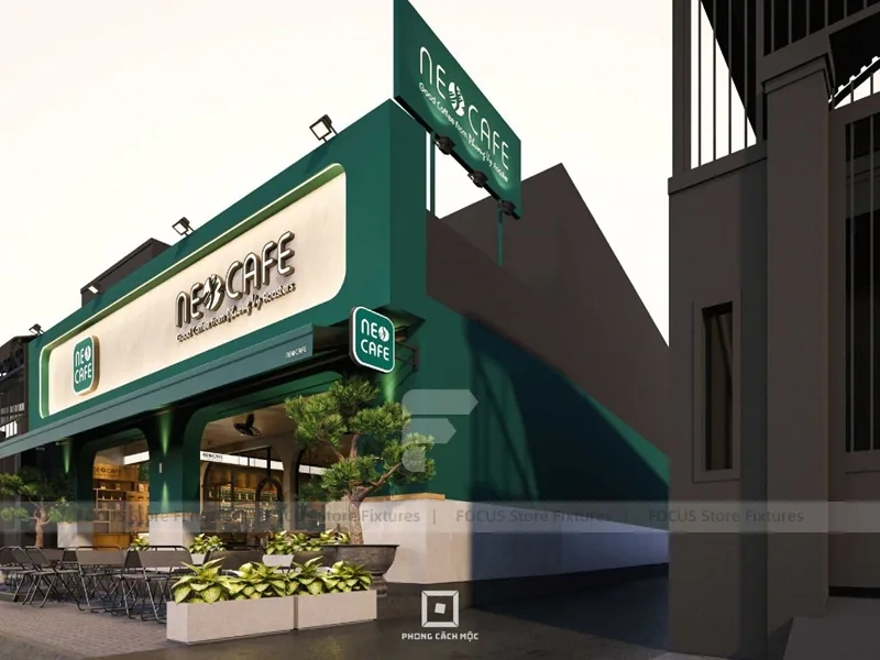 Green Deco Beverage Shop Exterior Facade
