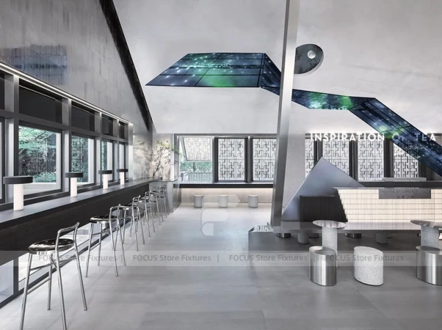 Green Deco Beverage Shop Exterior Facade