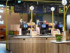 Green Framed Milk Tea Cafe Seating Layout