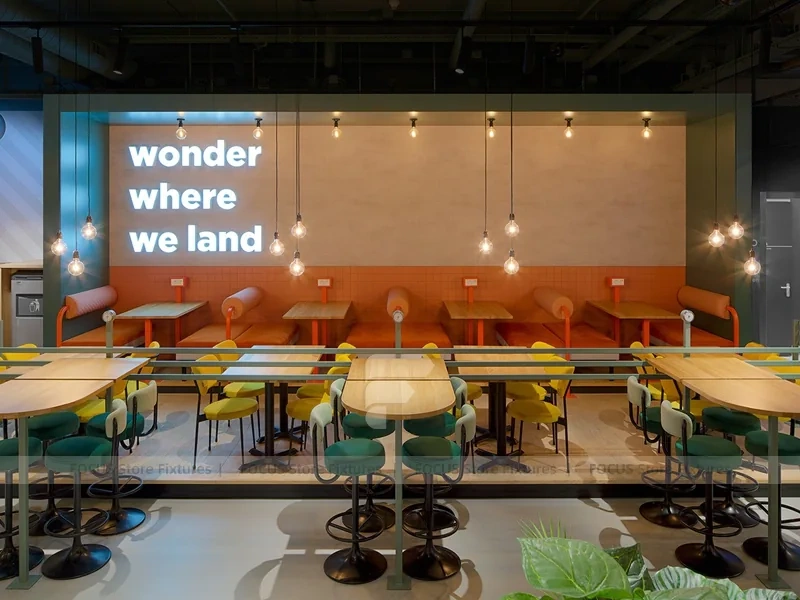 Green Framed Milk Tea Cafe Seating Layout