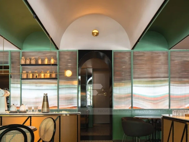 Green Gold Beverage Bar Rail Detail