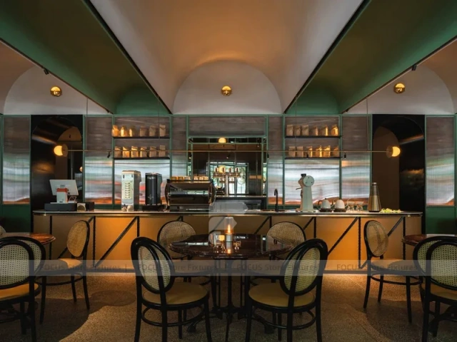 Green Gold Beverage Bar Rail Detail