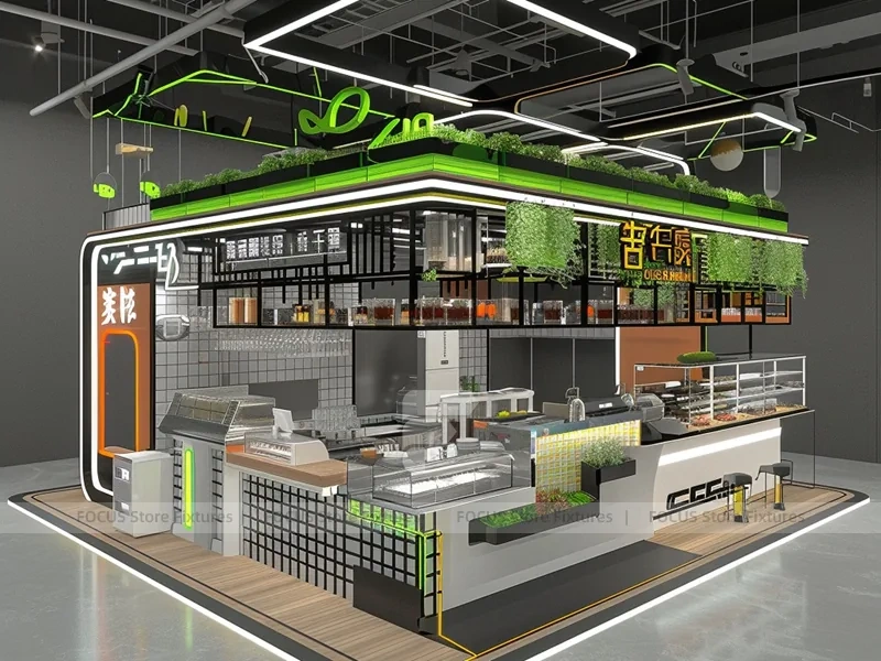 Green Linear Dessert Beverage Kiosk