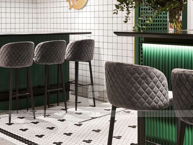 Green Tile Beverage Bar Seating Counter