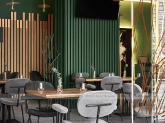 Green Tile Beverage Bar Seating Counter