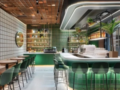 Green Tile Coffee Bar Seating Layout