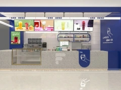 Green Tile Milk Tea Counter With Menu Wall