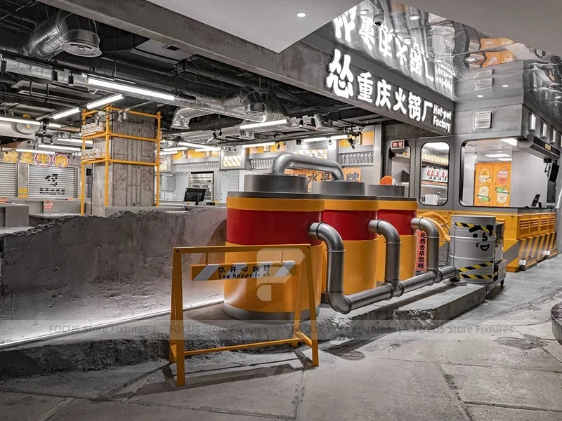 Industrial Tea Shop Counter Construction Layout