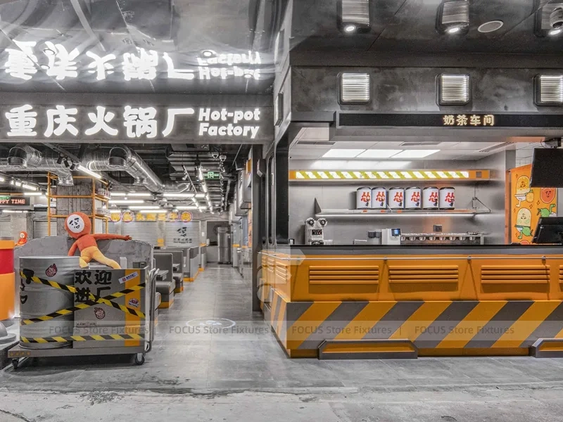 Industrial Tea Shop Counter Construction Layout