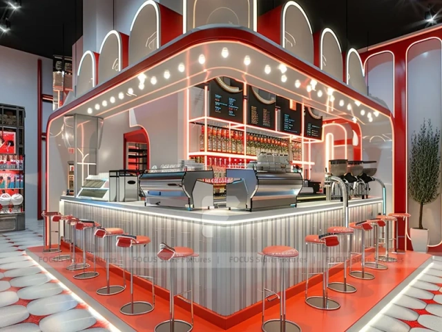 Long Blue Dessert Beverage Counter Layout