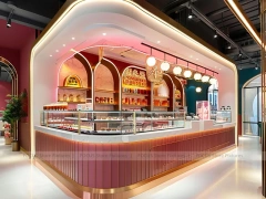 Long Blue Red Beverage Bar Layout