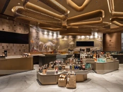 Long Orange Stool Coffee Bar Layout