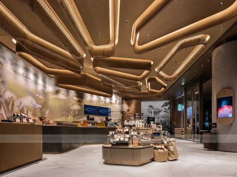 Long Orange Stool Coffee Bar Layout
