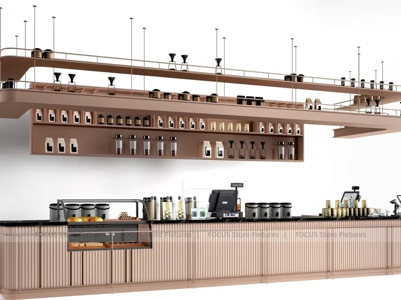 Long Pink Beverage Back Bar Counter