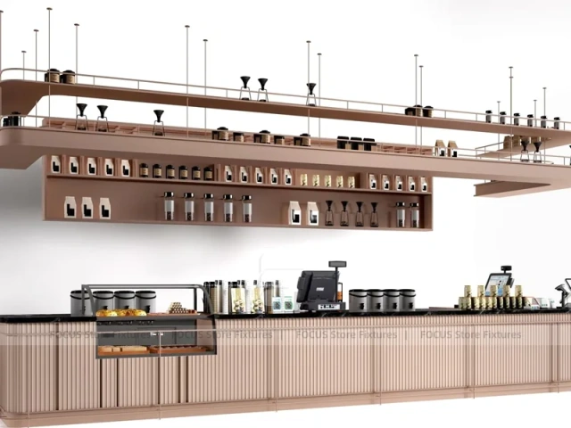 Long Pink Beverage Back Bar Counter