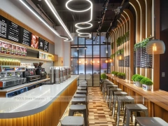 Long White Coffee Bar Seating Counter