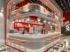 Long White Coffee Bar Seating Counter