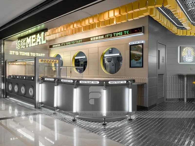 Metallic Fast Beverage Counter Kiosk