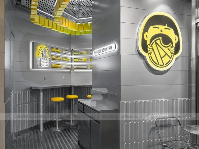 Metallic Fast Beverage Counter Kiosk