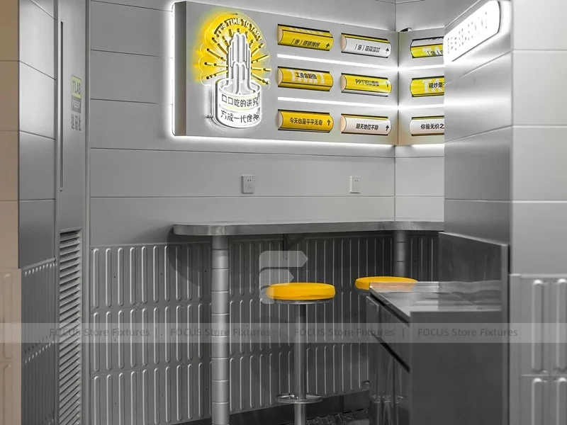 Metallic Fast Beverage Counter Kiosk