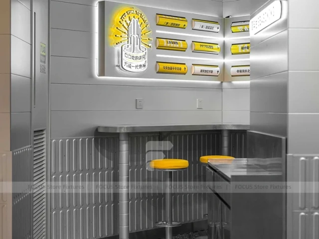 Metallic Fast Beverage Counter Kiosk