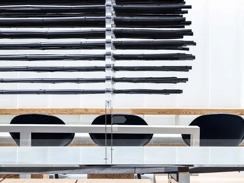 Minimal Black Beverage Shelf Wall Detail