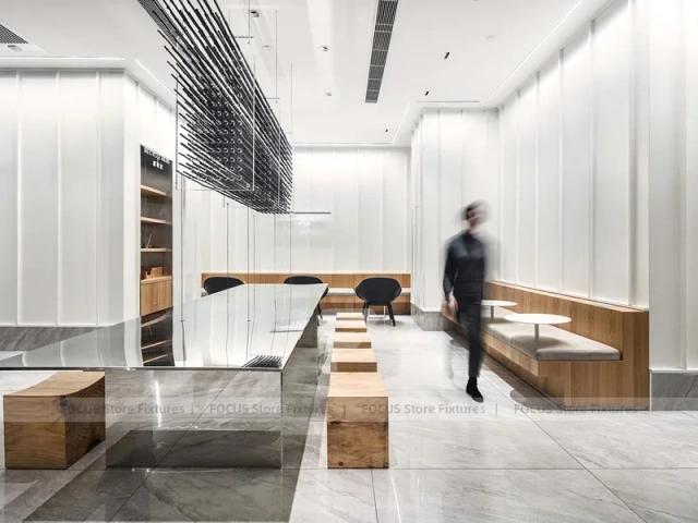 Minimal Black Beverage Shelf Wall Detail