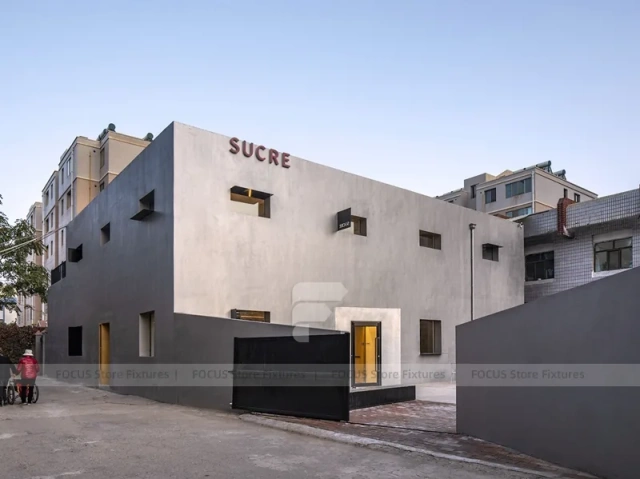 Minimal Gray Cafe Exterior Facade