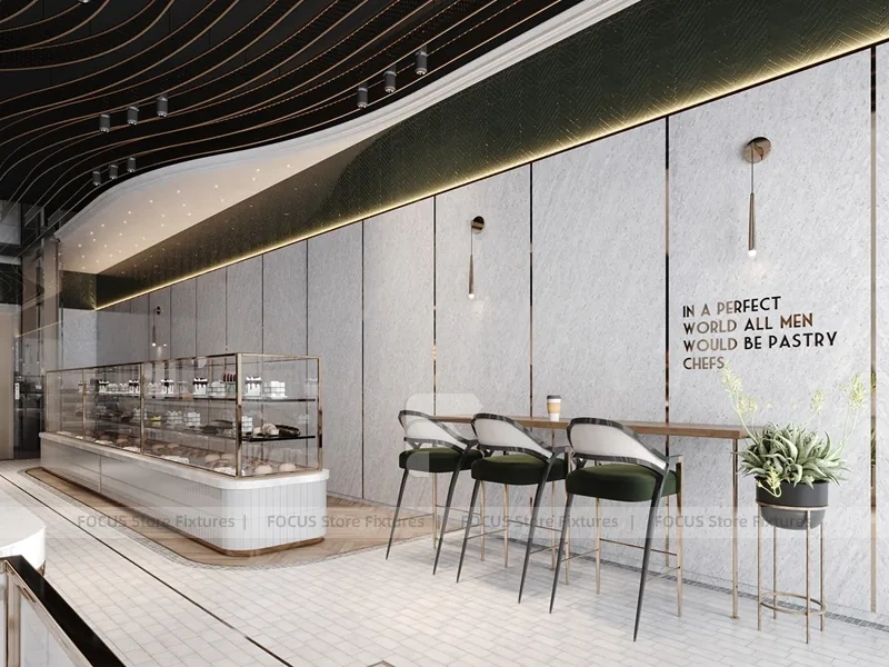 Minimal White Beverage Bar Counter Layout