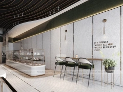 Minimal White Beverage Bar Counter Layout