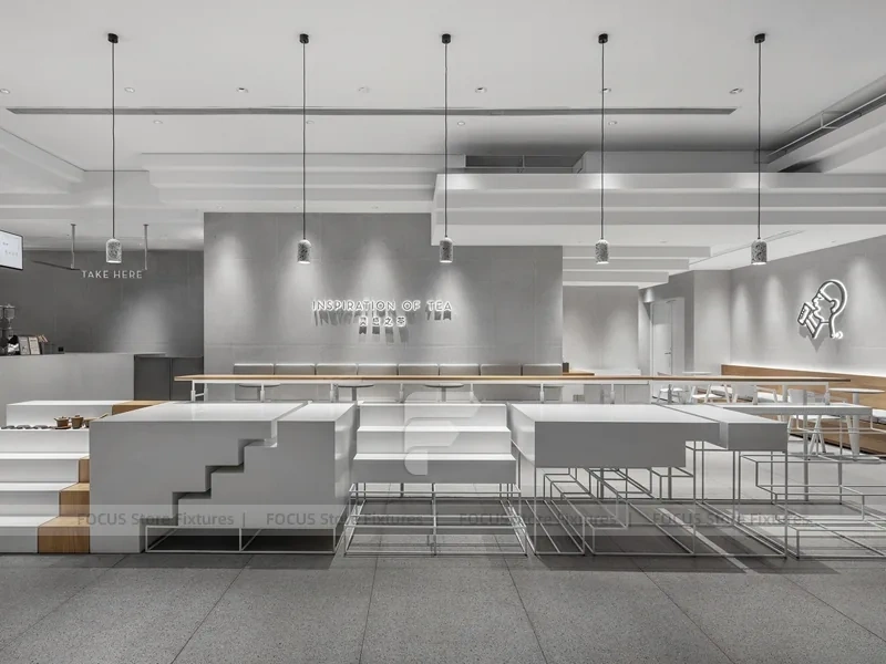 Minimal White Beverage Shop Counter Plan