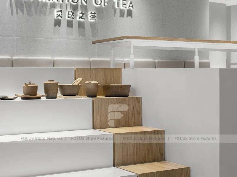 Minimal White Beverage Shop Counter Plan
