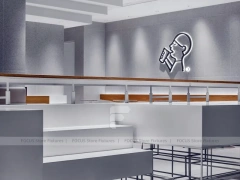 Minimal White Beverage Shop Counter Plan