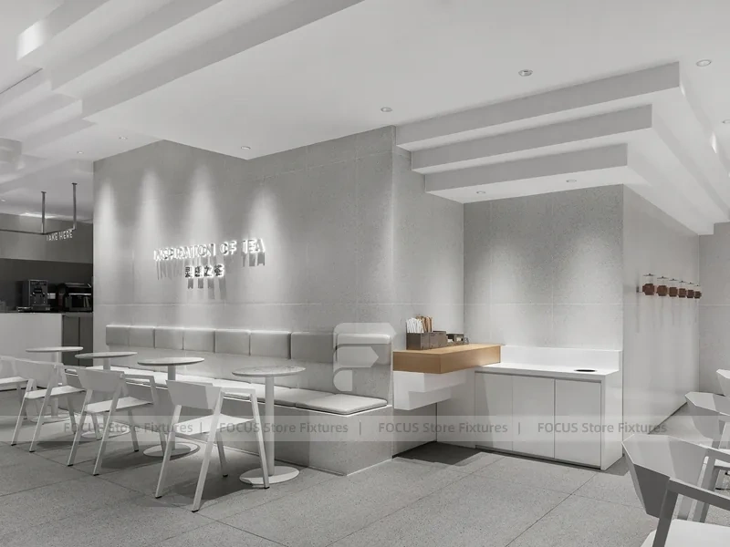 Minimal White Beverage Shop Counter Plan