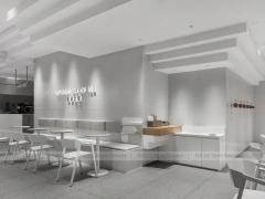 Minimal White Beverage Shop Counter Plan