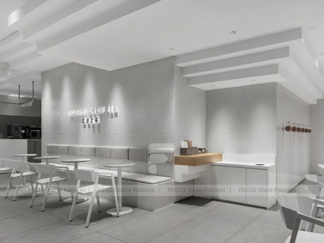 Minimal White Beverage Shop Counter Plan