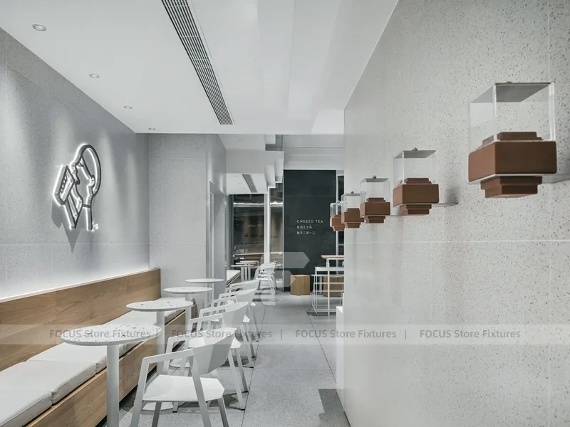 Minimal White Beverage Shop Counter Plan