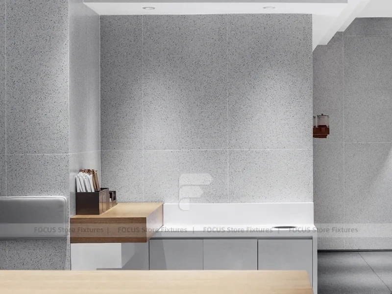 Minimal White Beverage Shop Counter Plan