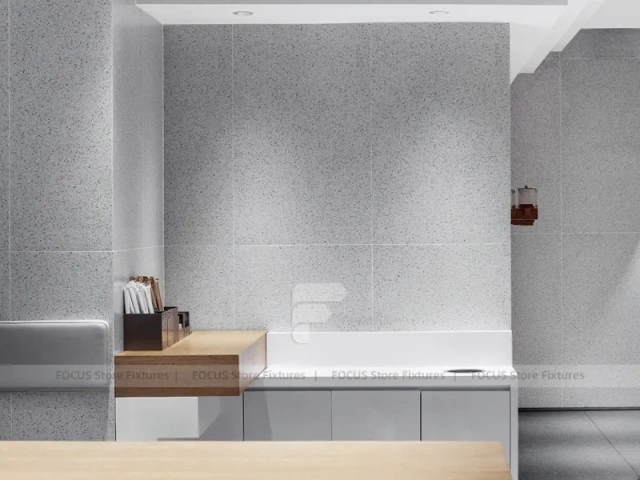 Minimal White Beverage Shop Counter Plan